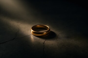 Golden Ring in Dramatic Light – Eternity and Commitment Concept