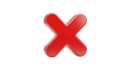 Obraz premium Red cross mark isolated on transparent background, symbolizing error, rejection, and negativity