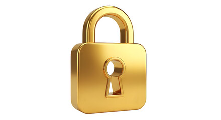 Naklejka premium Golden padlock on transparent background, a symbol of security, protection, and privacy concept