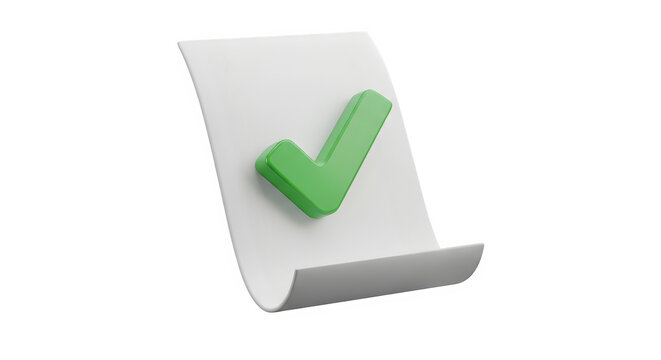 Green check mark icon isolated on transparent background, a symbol of approval and acceptance