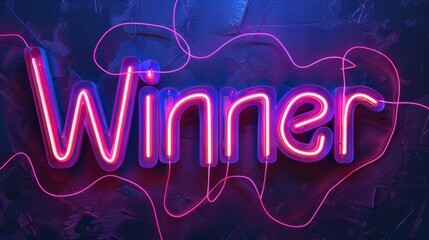 Neon sign displaying the word 'Winner' in bright pink and blue colors. The background is dark, enhancing the glow of the letters.