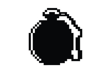Obraz premium Retro pixel art depicts a stylized black potion bottle with attached straw