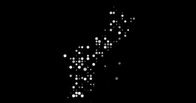Abstract Digital Map of Guam Formed by Falling Orbs