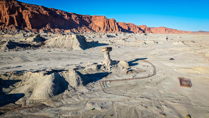 Rock formation El Hongo in Ischigualasto Provincial Park, also known as Valle de la Luna, San Juan,...