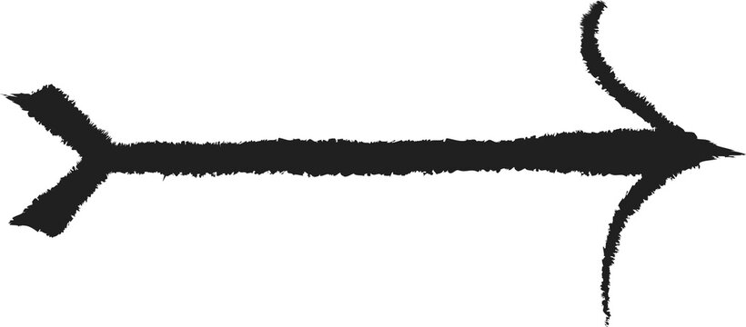 A simple black and white image showing a single arrow pointing to the right on a black background