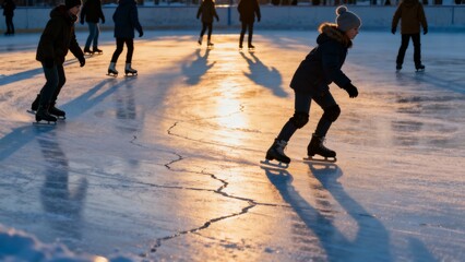 Blades carve frosty haikus on an ice rink under twinkling lights