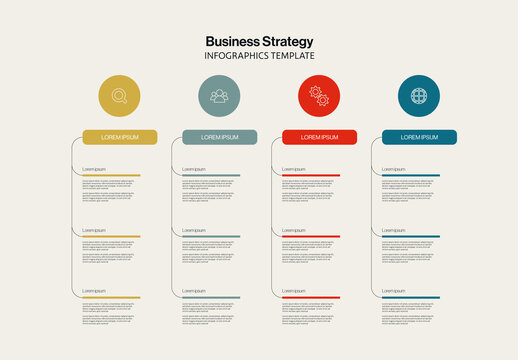 Business Strategy Infographics Template with 4 Vertical Menu Options