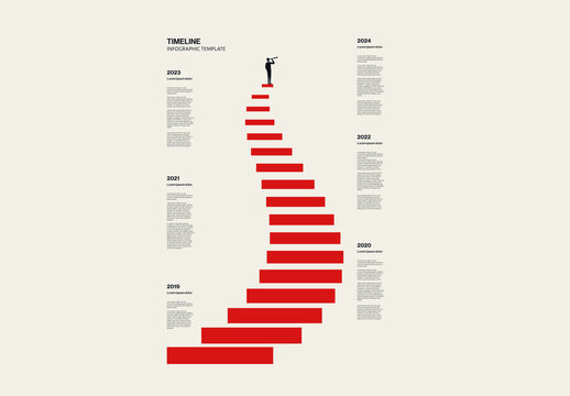 History Timeline Infographic Template with Vertical Staircase Illustration