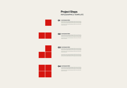 Project Steps Infographic Template with Minimalist Square Shapes