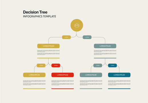 Decision Tree Infographics Template with 4 Menu Options