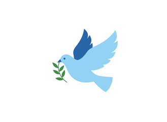 Obraz premium A vector illustration of a dove clutching an olive branch, depicted as a pigeon holding a twig against a white background, symbolizing a traditional Jewish holiday and serving as a metaphor for
