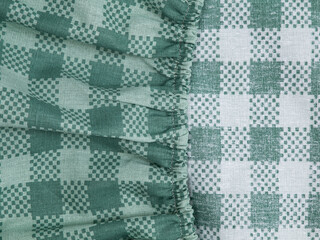 cotton sheet and duvet cover made of green checkered fabric