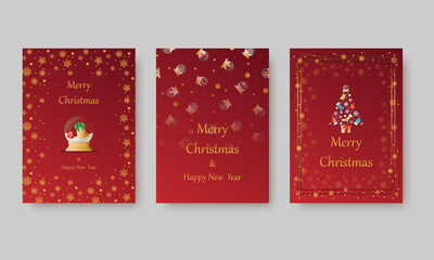 Elegant vector design for Christmas invitation, card, poster, wallpaper. Luxury Christmas ball, snow background, festive frame on colored background.