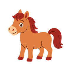 A cartoon horse with a big smile on its face. The horse is standing on a white background