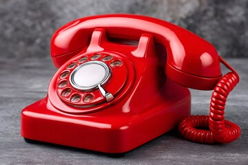 Red vintage rotary telephone symbolizing retro communication and connection