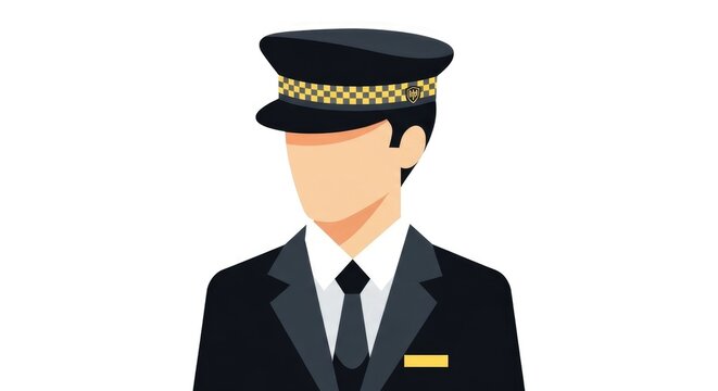 Professional chauffeur in uniform with hat and suit