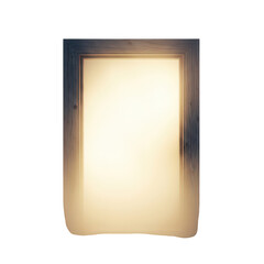 A rectangular frame with a soft, warm light emanating from within, isolated on transparent background, creating a sense of comfort and illumination