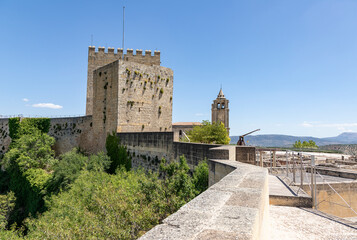 the Alcazaba and the church inside the La Mota Fortress in Alcalá la Real, comarca of Sierra Sur de Jaén, province of Jaén, Andalusia, Spain
