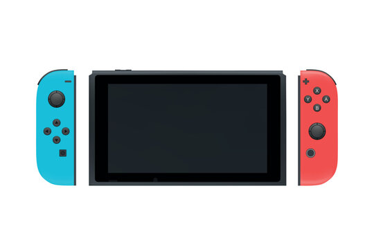 The switch is a Nintendo handheld game console in a vector on a white background.Switch the Nintendo game console in vector.Switch the Nintendo background.