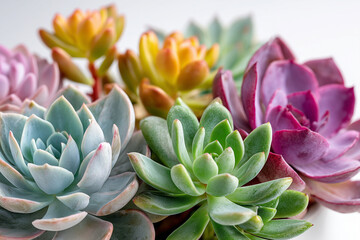 Obraz premium Close up, Succulent group isolated on white background