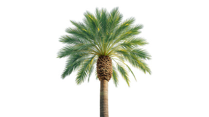 Tropical Date Palm Tree with Green Leaves on White Background. Generative AI.