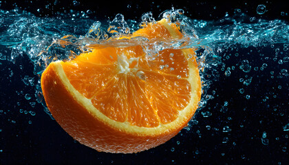 Fresh orange with air pockets and liquid inside, great for food