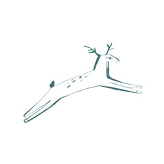 Minimalist jumping deer in simple hand drawn style with clean lines and calm forest mood for seasonal designs