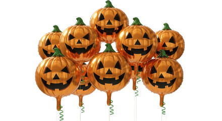 Halloween balloon isolated on white transparent background, PNG, spooky, decoration, party, orange, black, ghost, pumpkin