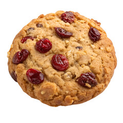 Oatmeal Cookie with Dried Cranberries, Isolated on Transparent Background