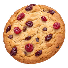 Oatmeal Cookie with Dried Cranberries, Isolated on Transparent Background