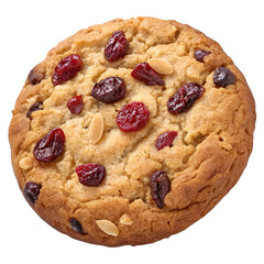 Oatmeal Cookie with Dried Cranberries, Isolated on Transparent Background