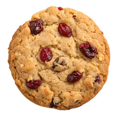 Oatmeal Cookie with Dried Cranberries, Isolated on Transparent Background