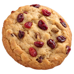 Oatmeal Cookie with Dried Cranberries, Isolated on Transparent Background