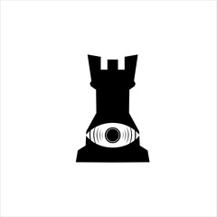 Unique lighthouse logo design with eye illustration below.