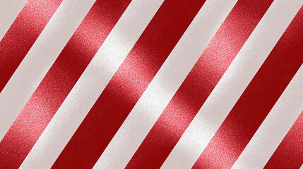 A Close-Up View of Iridescent Candy Cane Fabric Featuring Metallic Red and Pearl White Stripes, Perfect for Holiday Decorations and Festive Occasions