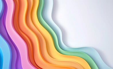 Subtle Rainbow Gradient on a Light White Background Featuring Flowing Abstract Paper Waves for Creative Design and Artistic Inspiration