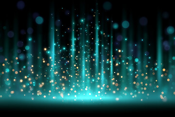 A Captivating Turquoise Gradient Background Featuring Vertical Lines and Subtle Glowing Lights with Stars to Evoke a Dreamy, Abstract Atmosphere