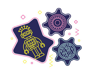 Abstract Robotic Technology Design with Gear Shapes and Geometric Elements for Modern Innovation