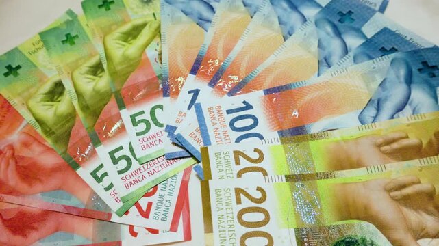 vibrant arrangement of swiss franc banknotes 