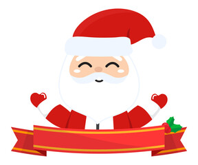 Santa Claus Merry Christmas label ribbon banner ornament celebration
