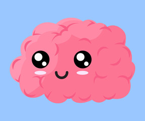 Cute human brain cartoon character anatomical Organ illustration