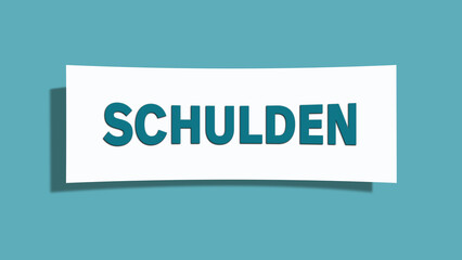 Schulden (Debts) - A card isolated on light green background.