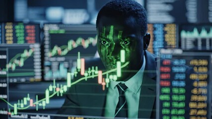 Stock Market Trader African American Analyzing Financial Data - Powered by Adobe