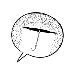 A Sketch of an Umbrella in a Speech Bubble Symbolizing Protection and Communication