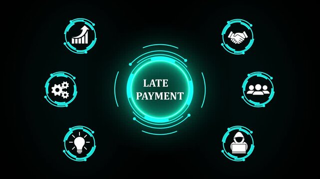 Late Payment Concept. Futuristic holographic advanced HUD circle platform Business, Technology concept.