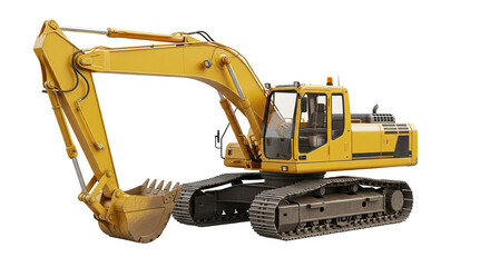 3D realistic yellow excavator isolated