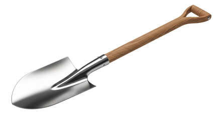 Fototapeta premium Shovel with metal head and wooden handle, 3D realistic isolated