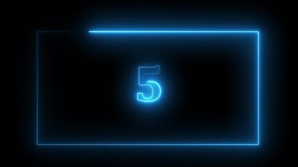 10 to 0, Ten to zero countdown light blue glow neon animation running animated numbers 10-0, 10 to 0 second modern digital countdown 4K timer neon light style on a black background.4k video. - Powered by Adobe
