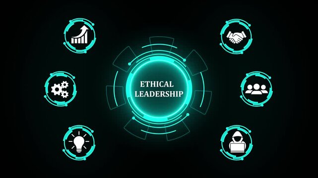 Ethical leadership concept global network digital illustration with business icons, social network icons ,Beautiful motion waving dots map texture with glowing defocused particles 4k video. - Powered by Adobe