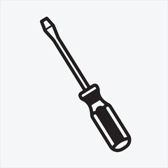 Line art Carpenter tools Screwdriver vector design